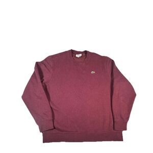 Lacoste Sweatshirt Mens 2XL Red Classic Fit‎ Crewneck Pullover Fleece Croc Logo
